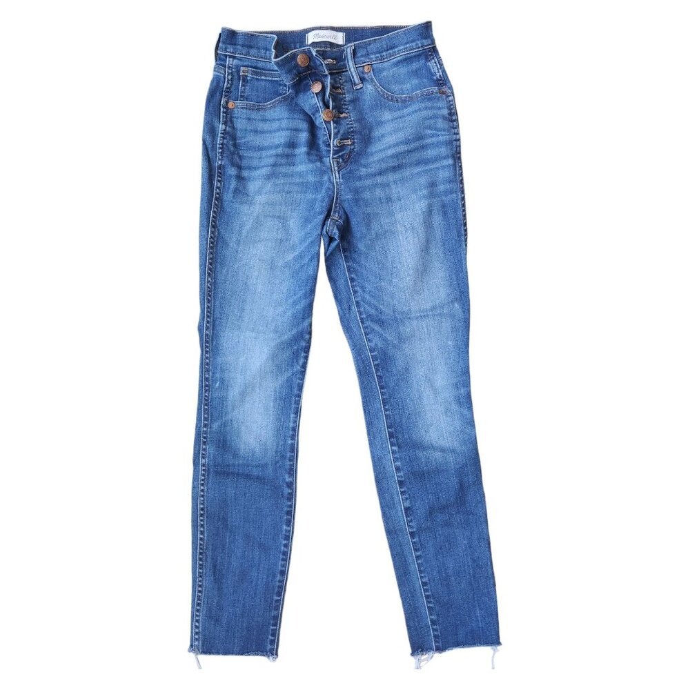 Madewell High Rise Skinny Crop Jeans Raw Hem Super Stretchy Women's Size 27